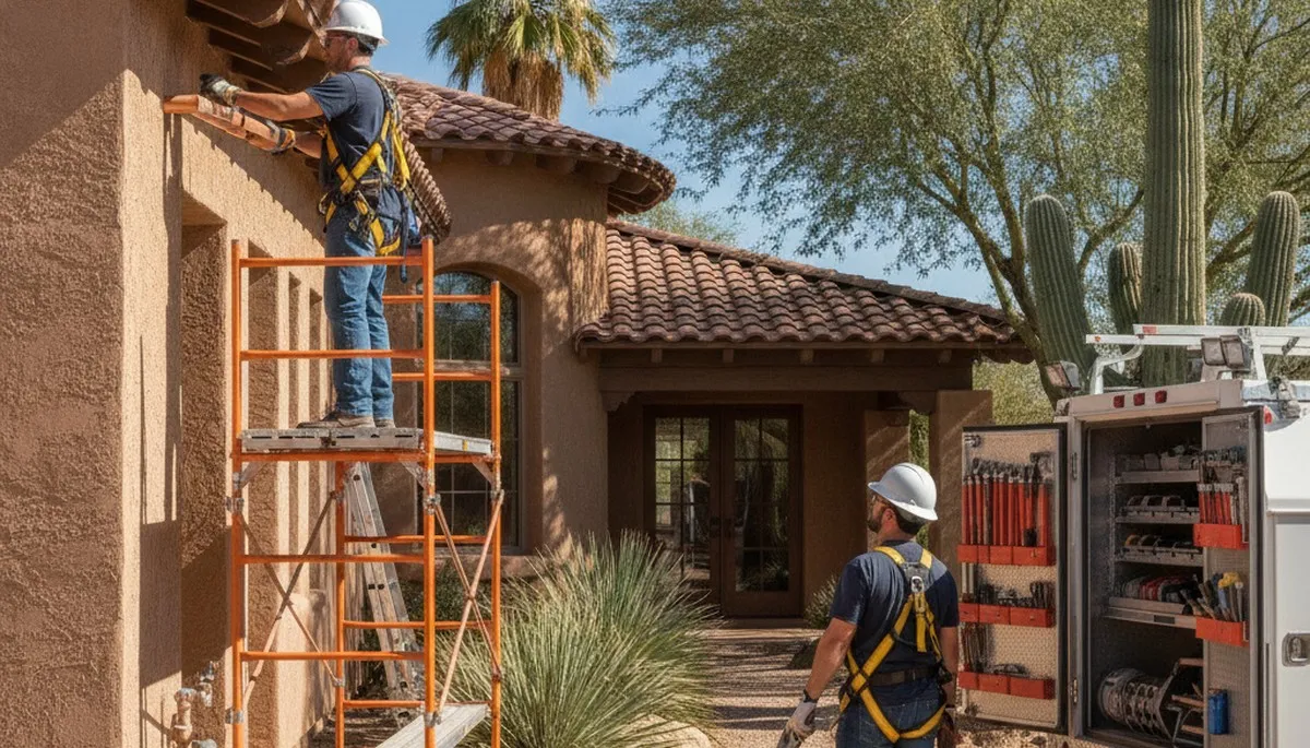 Phoenix, AZ plumber repairing a residential pipe for plumbing service at Plumbers in Phoenix AZ